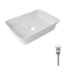 Комплект Qtap Virgo: Раковина накладна прамокутна 490х350х110 мм White + Донний клапан PU02 (QT18112261WN47305)