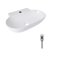 Комплект Qtap Cardinal: Раковина підвісна / накладна овальна 565х400х130 мм White + Донний клапан PU02 (QT0411K177WN47330)