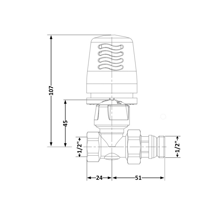 Кран радіаторний термостатичний Icma 1/2"ВЗ прямий №765+940 82765AD06940 (82765AD06940)