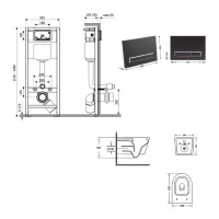 Готове рішення Qtap для ванної кімнати: підвісний унітаз Jay Ultra Quiet 520x360x320 + комплект інсталяції Nest 4 в 1 (лінійна клавіша Black mat) (QT07335175W48195)