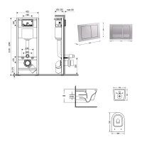 Готове рішення Qtap для ванної кімнати: підвісний унітаз Jay Ultra Quiet 520x360x320 + комплект інсталяції Nest 4 в 1 (квадратна клавіша Satin) (QT07335175W48204)