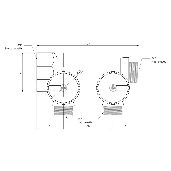 Коллектор Icma 3/4" 2 выхода №227 (87227PA06)