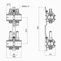 Коллектор Icma 1" 2 выхода, с расходомерами №K013 (87K013PG06)