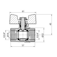 Кран шаровой SD Plus 3/4" ВР для газа (бабочка) SD602G20 (SD602G20)