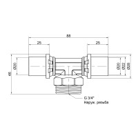 Трійник прес Icma 20х3/4"х20 ЗР №407 (81407AEBQ06)
