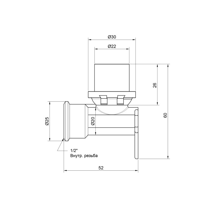 Уголок пресс Icma 16х1/2" ВР настенный №410 (81410ADGH06)