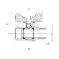 Кран кульовий SD Forte 1" ВЗ для газа (метелик) SF607G25 (SF607G25)