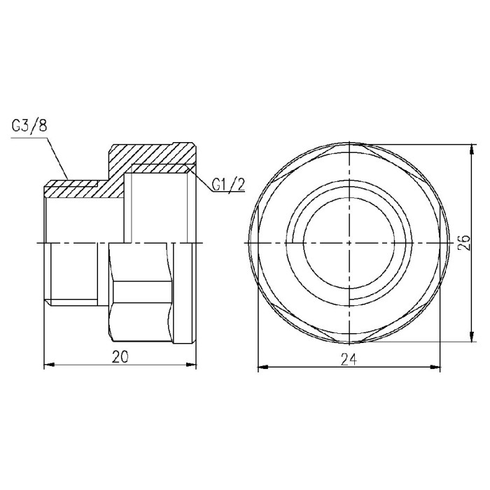 Перехід SD Forte 1/2"х3/8" ВЗ SF360159 (SF360159)
