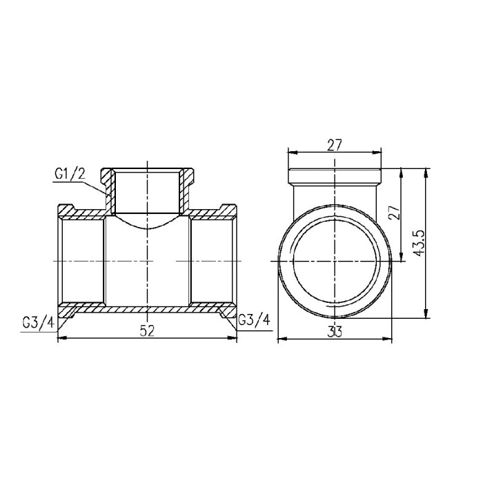 Трійник редукційний SD Forte 3/4"х1/2"х3/4" ВВ SF362201520 (SF362201520)