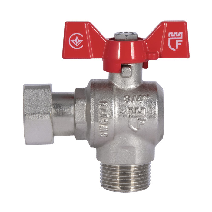 Кран кульовий з накидною гайкою SD Forte 3/4" ВЗ для води кутовий SF224W20 (SF224W20)
