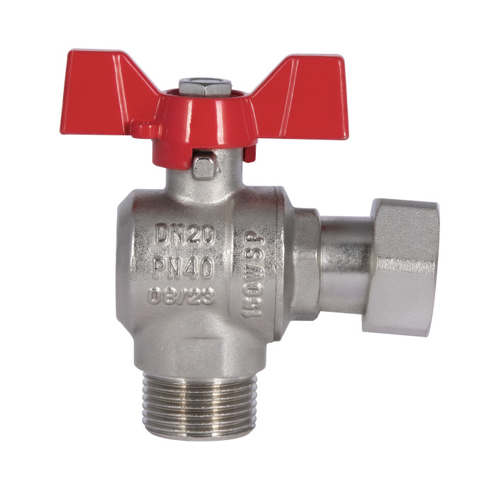 Кран кульовий з накидною гайкою SD Forte 3/4" ВЗ для води кутовий SF224W20 (SF224W20)