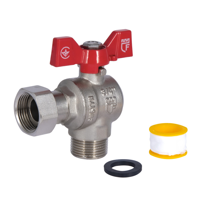 Кран кульовий з накидною гайкою SD Forte 3/4" ВЗ для води кутовий SF224W20 (SF224W20)