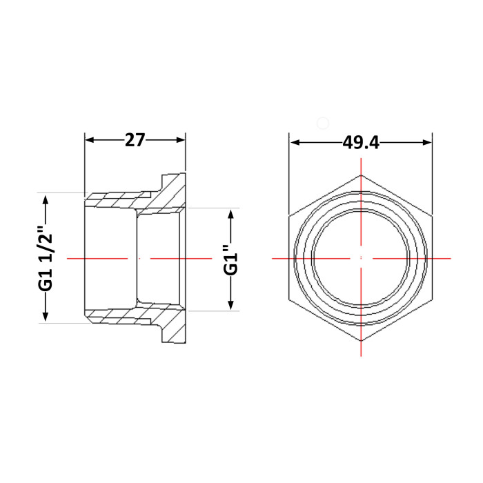 Футорка чавунна 1" 1/2х1" ЗР (КЧ3054025)