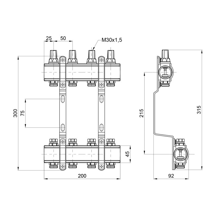 Колектор SD Forte 1" 4 виходи SF002W4 (SF002W4)