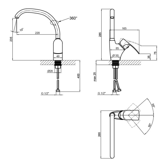 Змішувач для кухні Lidz Anny 007F (k40) LDANN007FCRM35122 Chrome (LDANN007FCRM35122)