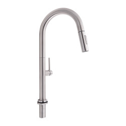 Змішувач для кухні Qtap Lenicka з висувним виливом QTLEN9138103UN Brushed Nickel PVD (QTLEN9138103UN)
