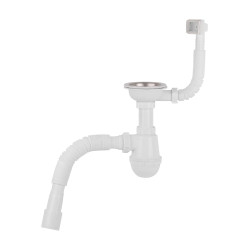 Сифон для кухонної мийки Lidz (WHI) 60 05 M001 01 EURO (вихід 50 мм) (LK03)