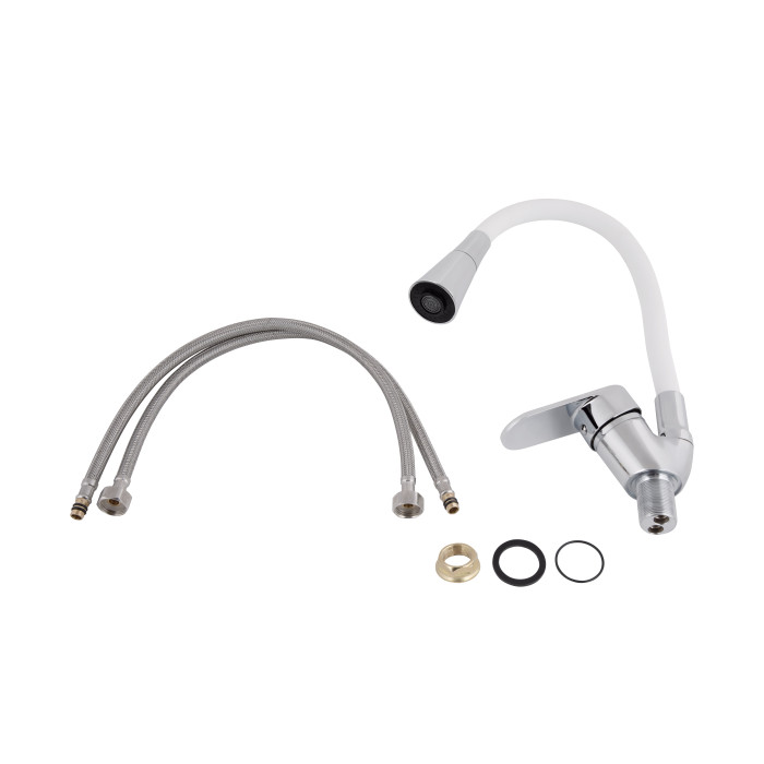 Змішувач для кухні Lidz Tani 008F3 з гнучким виливом (k40) LDTAN008F3WCR37037 Chrome/White (LDTAN008F3WCR37037)