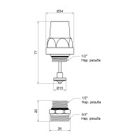 Кран термостатический SD Forte 1/2"х3/4" для коллектора SF012 (SF012)