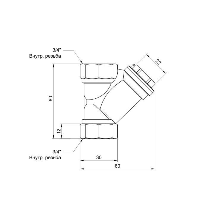 Фільтр грубої очистки Thermo Alliance Base 3/4"ВВ для води косий SD124W20 (SD124W20)