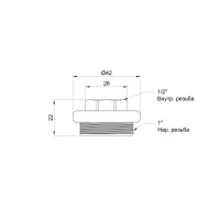 Футорка радиаторная SD Plus 1"х1/2" права SD11615D (SD11615D)
