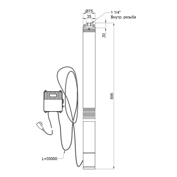 Насос заглибний відцентровий Thermo Alliance 3SSM2-15 0,37 кВт з пультом (TA3SSMP215037)