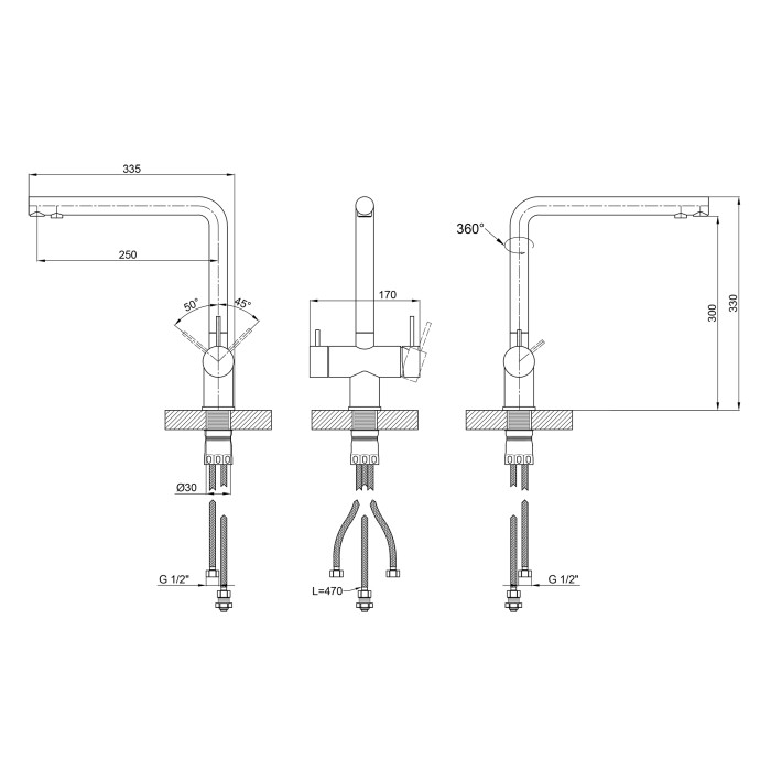 Змішувач для кухні Lidz Aria 020F1 (k35) LDARI020F1NKS43359 Nickel (LDARI020F1NKS43359)