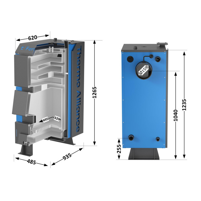 Котел твердопаливний сталевий Thermo Alliance Ferrum V 4.0 FSF 20 (FSF20V40)