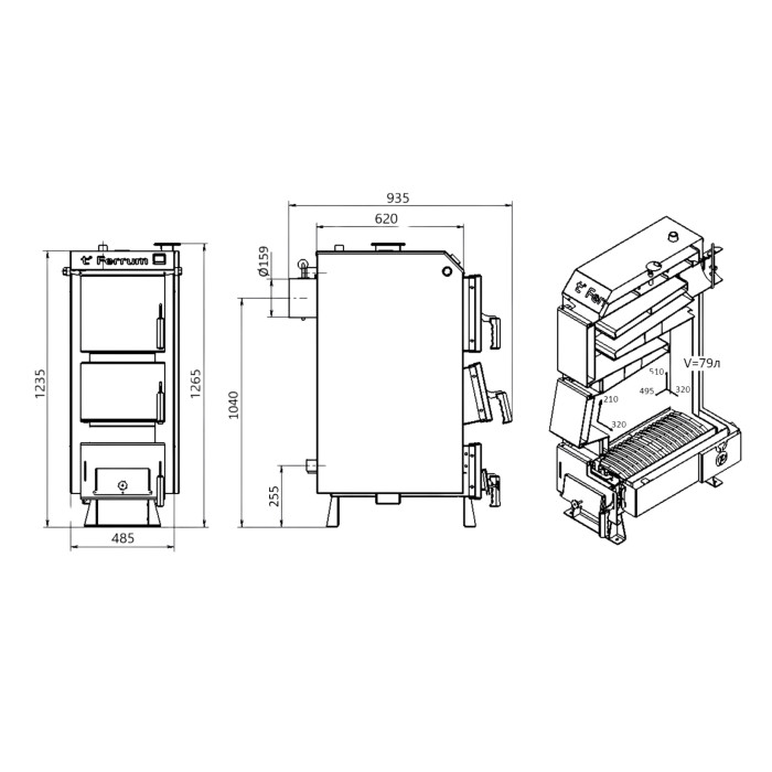 Котел твердопаливний сталевий Thermo Alliance Ferrum V 4.0 FSF 20 (FSF20V40)
