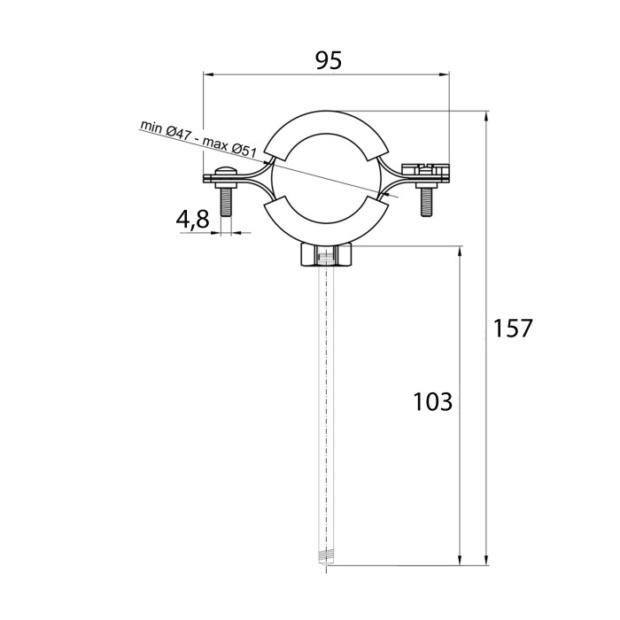 Хомут Thermo Alliance Standart 11/2" з чорною гумою (D47-51 мм) SD10040B (SD10040B)