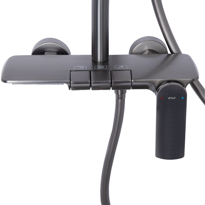 Душова система універсальна Qtap Slavonice на три споживача (з виливом) QTSLA111GMB45905 Gunmetal Black PVD (QTSLA111GMB45905)