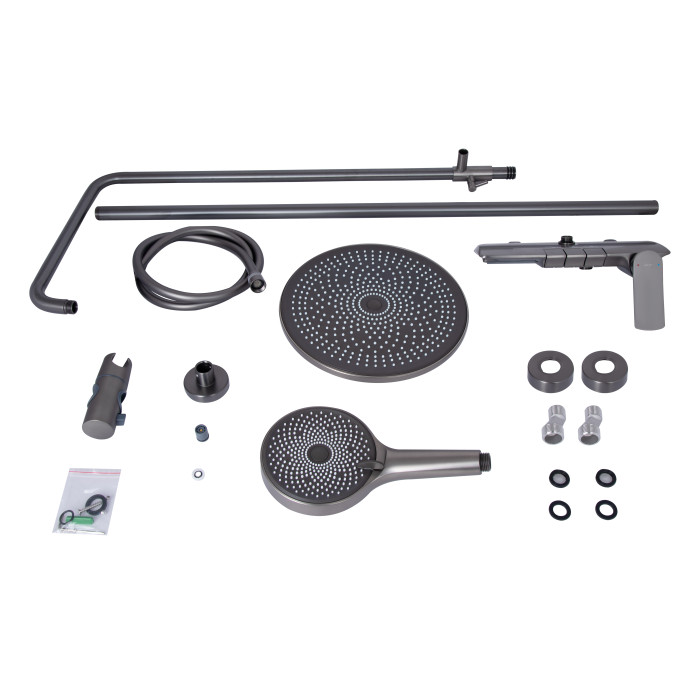 Душова система універсальна Qtap Slavonice на три споживача (з виливом) QTSLA111GMB45905 Gunmetal Black PVD (QTSLA111GMB45905)