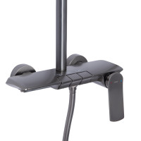 Душова система універсальна Qtap Slavonice на три споживача (з виливом) QTSLA111GMB45905 Gunmetal Black PVD (QTSLA111GMB45905)
