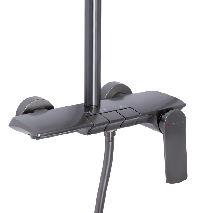 Душова система універсальна Qtap Slavonice на три споживача (з виливом) QTSLA111GMB45905 Gunmetal Black PVD (QTSLA111GMB45905)