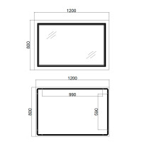 Дзеркало Qtap Cardinal 1200х800 з LED-підсвічуванням Touch, з антизапотіванням, з димером, рег. темп. кольору (3000-6500K) QT0478C12080 (QT0478C12080)