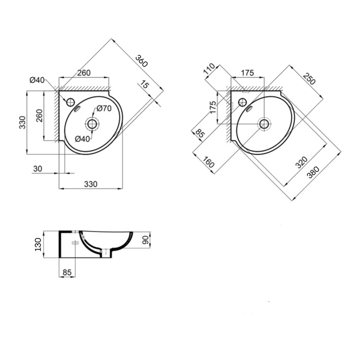 Раковина Qtap Leo 380x360x130 White QT11115010WN (QT11115010WN)