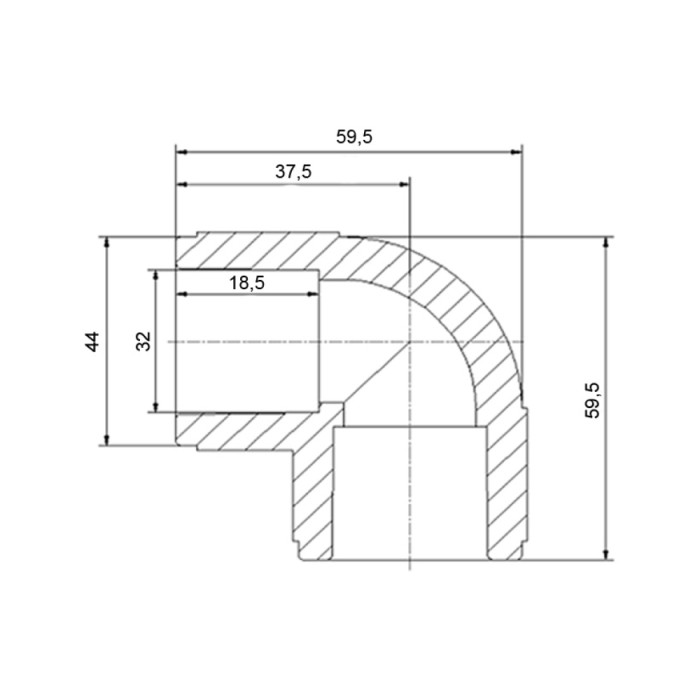 Уголок PPR Blue Ocean 32, 90° (BO90EX32XXXXX)