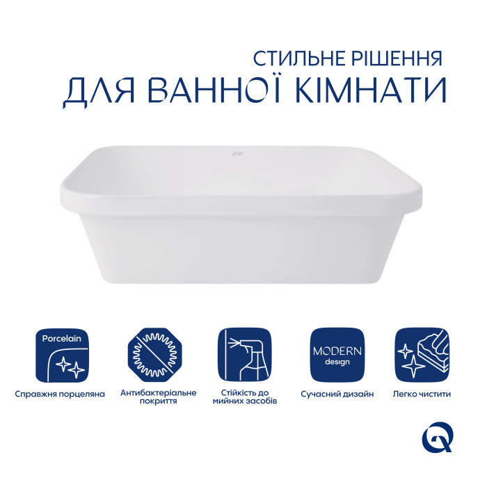 Комплект Qtap Scorpio: Раковина врізна прямокутна 510х390х145 мм White + Донний клапан PU02 (QT1411K490WN47290)