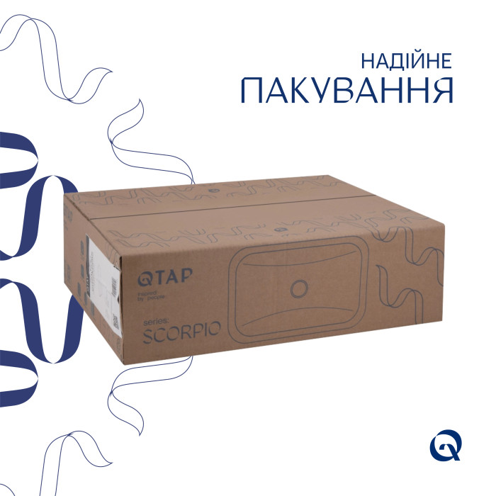 Комплект Qtap Scorpio: Раковина врізна прямокутна 510х390х145 мм White + Донний клапан PU02 (QT1411K490WN47290)