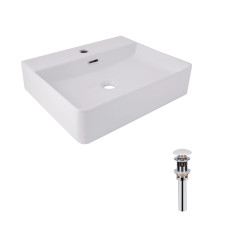 Комплект Qtap Nando LT: Раковина підвісна прамокутна 500х420х130 мм White + Донний клапан PU02O (QT12112173SWN47323)