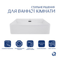 Комплект Qtap Nando LT: Раковина підвісна прамокутна 500х420х130 мм White + Донний клапан PU02O (QT12112173SWN47323)
