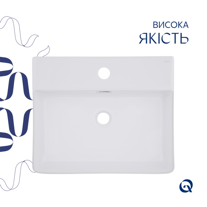 Комплект Qtap Nando LT: Раковина підвісна прамокутна 500х420х130 мм White + Донний клапан PU02O (QT12112173SWN47323)