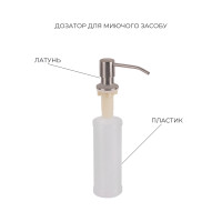 Комплект Lidz Handmade H6350R Мийка для кухні інтегрована крило зправа Brushed у комплекті з дозатором + Lidz K01G Корзина для кухонної мийки (LDH6350BRUR4558747522)