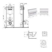 Готове рішення Qtap для ванної кімнати: підвісний унітаз Swan Ultra Quiet 520x360x320 + комплект інсталяції Nest 4 в 1 (лінійна клавіша Chrome) (QT16335180W48200)
