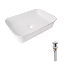 Комплект Qtap Virgo N: Раковина накладна 560x380x130 мм, White, прямокутна + Донний клапан Pop-up PU02 (QT18116308W48462)