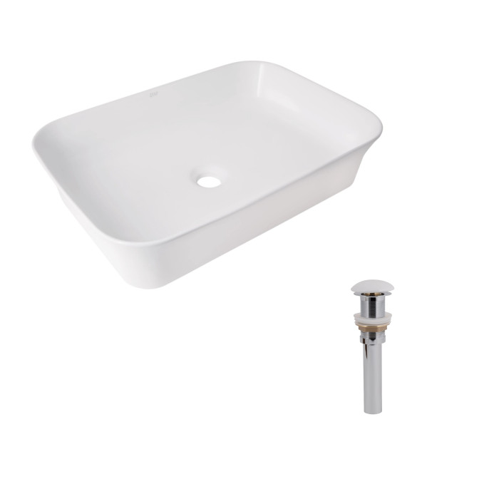 Комплект Qtap Virgo N: Раковина накладна 560x380x130 мм, White, прямокутна + Донний клапан Pop-up PU02 (QT18116308W48462)