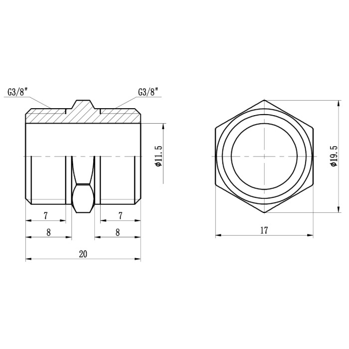 Ниппель SD Forte 3/8" SF3589 (SF3589)