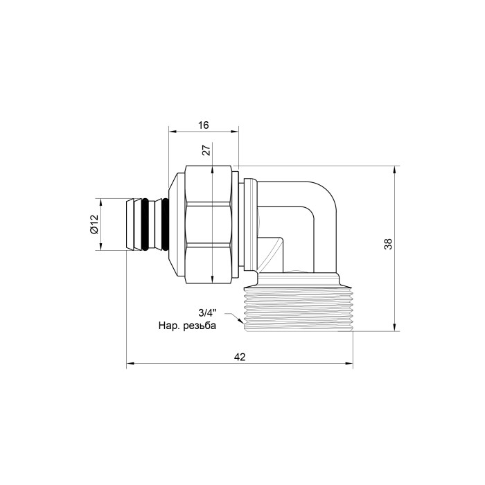 Кутик обтискний Icma 20х3/4" ЗР №544 (81544REBQ06)