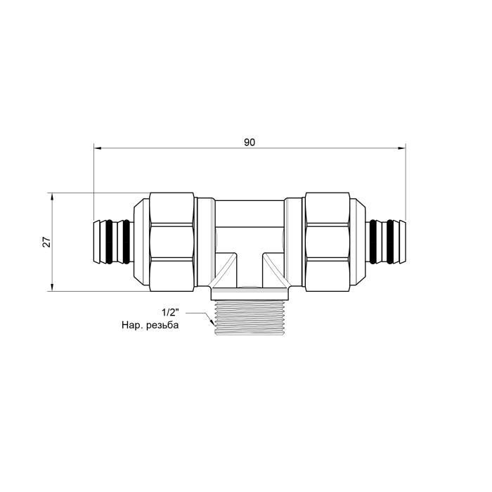 Трійник обжимний Icma 20х1/2"х20 ЗР №547 (81547RDBQ06)