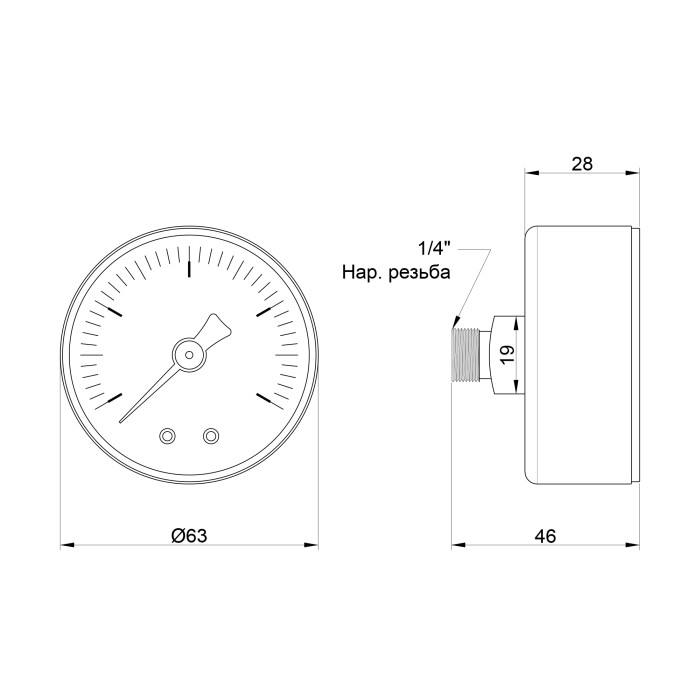 Манометр Icma 1/4" 0-4 бар, заднее подключение №243 (91243AB04)